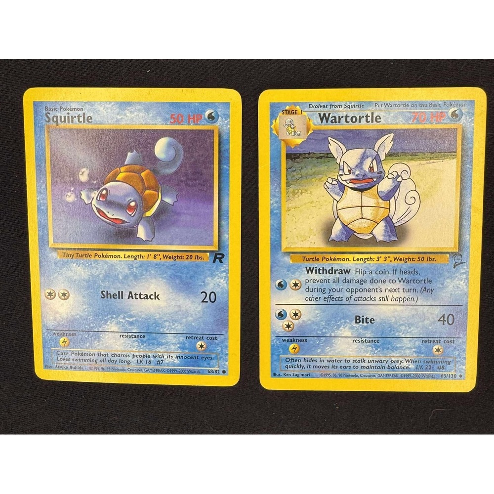Pokemon Squirtle Wartortle Base Set 1st Edition Team‎ Rocket